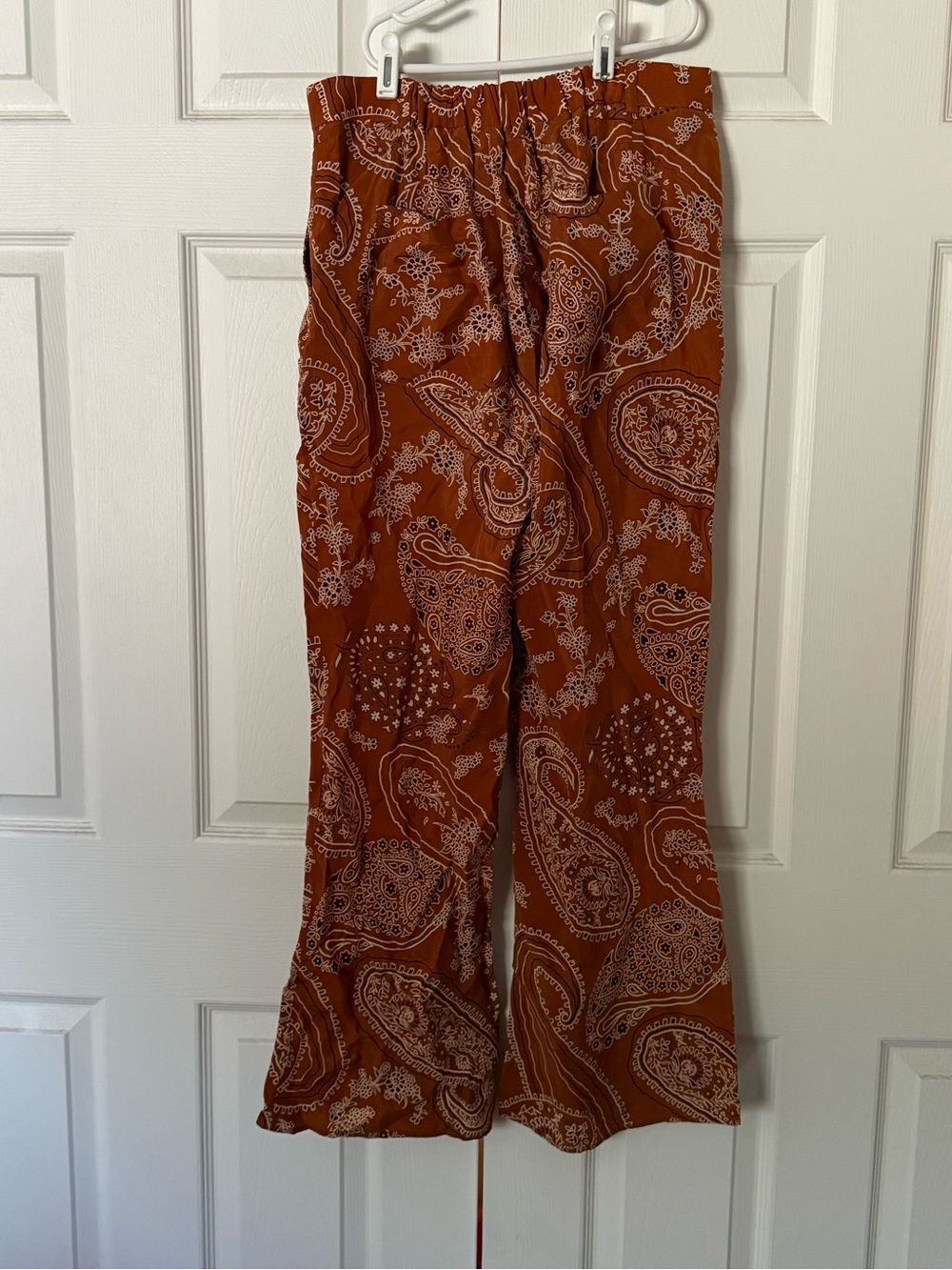 Zara Rust-Brown Paisley Buttoned Pants - Picture 2 of 5